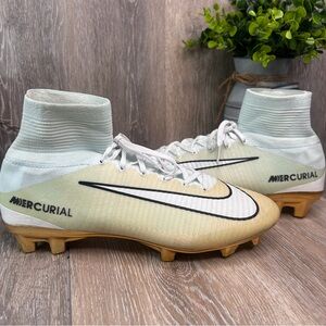 Nike Mercurial Men's Soccer Cleats in Light Green, White and Gold